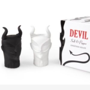 Jonathan Adler Devil Black & White Salt Pepper Shakers